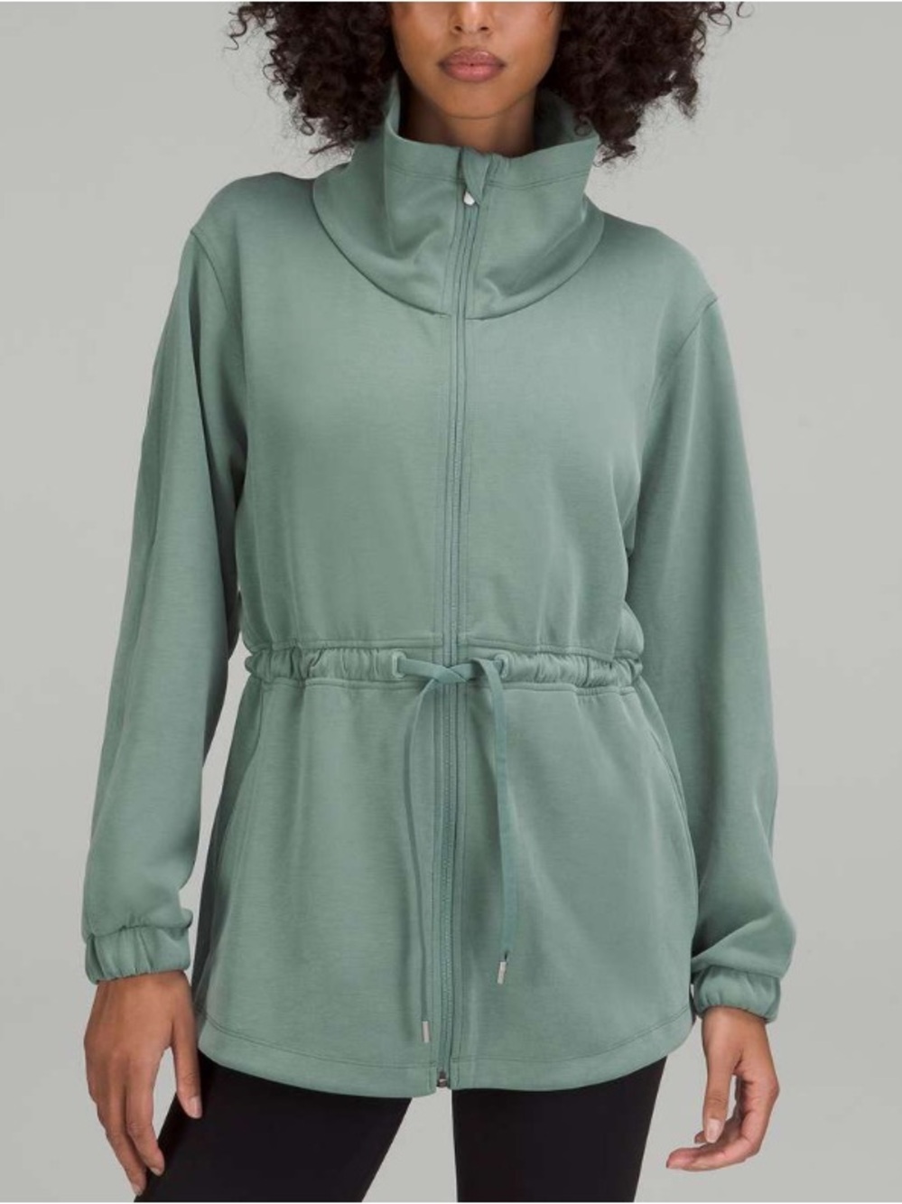 Lululemon Softstreme Cinch-Waist Jacket Tidewater Teal Size 10 FLAWED
